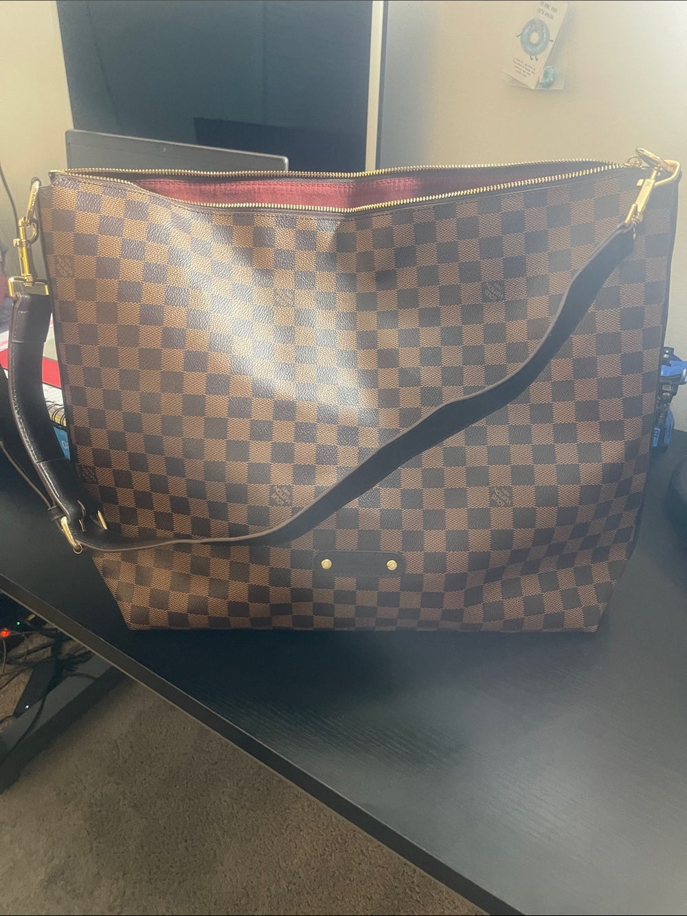 Oversized Brown Checker Hobo